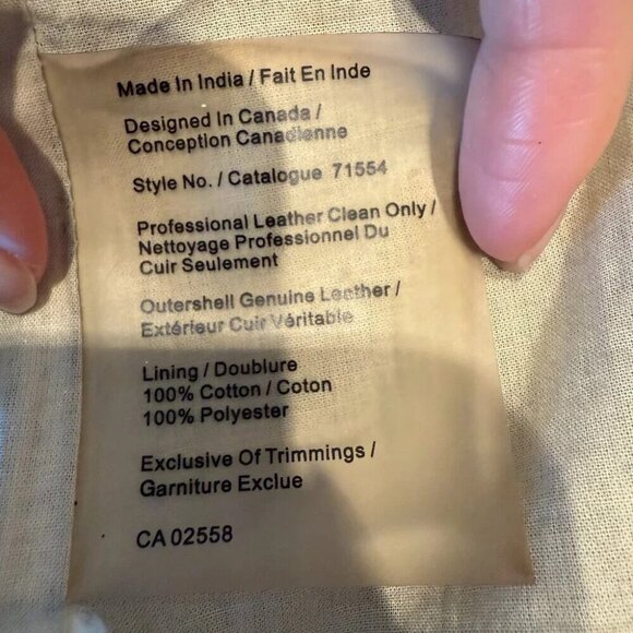 Black Leather Jacket with Diagonal Zipper, Blink (Danier), Size 2XS - Picture 8 of 8